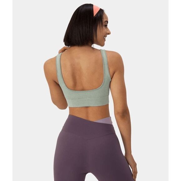 NWT Size Small Halara Seamless Flow Medium Support Ruched Yoga Sports Bra HA36 - Picture 2 of 2